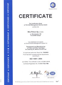 Certifikt ISO 14001:2004